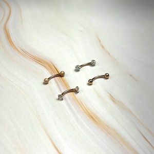 4 Pcs 16G Eyebrow Barbell Cubic Zirconia Curved Barbell Body Piercing Jewelry8mm